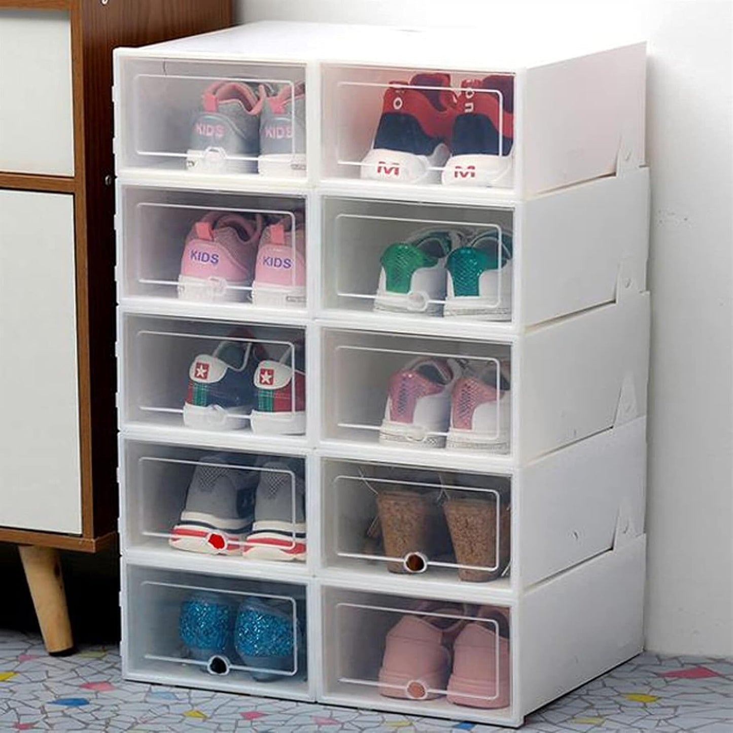 Caja organizadora de zapatos que transforma tu clóset”